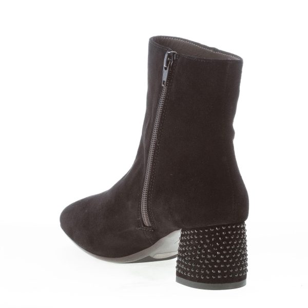 IL BORGO FIRENZE donna stivaletto in camoscio NERO con zip e tacco strass. Tacco 5 cm - immagine 4