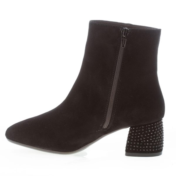 IL BORGO FIRENZE donna stivaletto in camoscio NERO con zip e tacco strass. Tacco 5 cm - immagine 5