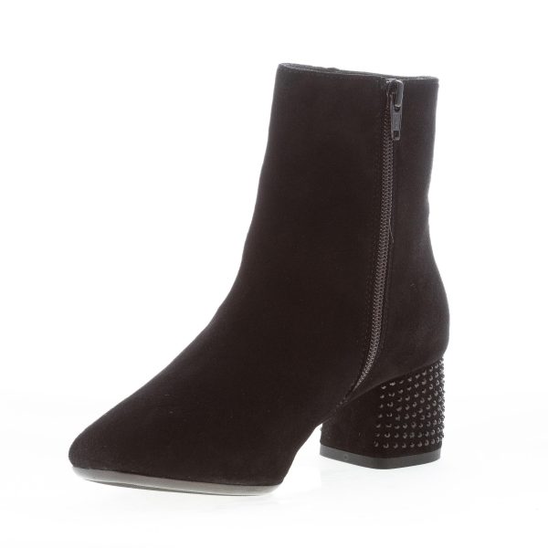 IL BORGO FIRENZE donna stivaletto in camoscio NERO con zip e tacco strass. Tacco 5 cm - immagine 6