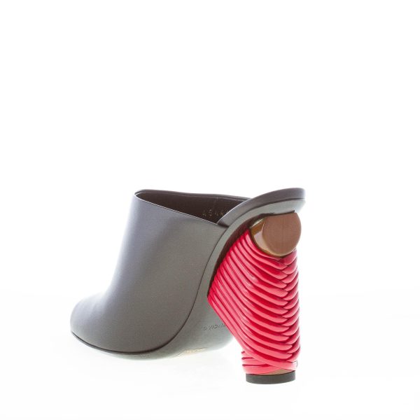 BALENCIAGA donna sandalo slide in pelle NERO con tacco rosso intrecciato. Tacco 11 cm - immagine 4