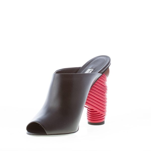 BALENCIAGA donna sandalo slide in pelle NERO con tacco rosso intrecciato. Tacco 11 cm - immagine 6