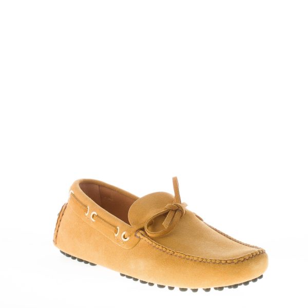 CAR SHOE uomo mocassino driving in camoscio GIALLO OCRA con laccetto - immagine 2