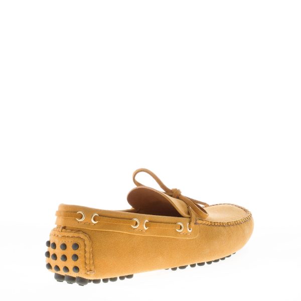 CAR SHOE uomo mocassino driving in camoscio GIALLO OCRA con laccetto - immagine 3