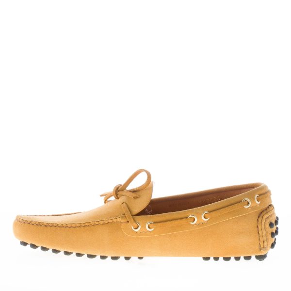 CAR SHOE uomo mocassino driving in camoscio GIALLO OCRA con laccetto - immagine 5