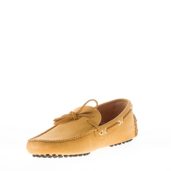 CAR SHOE uomo mocassino driving in camoscio GIALLO OCRA con laccetto - immagine 6