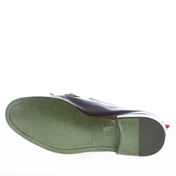 GREEN GEORGE uomo mocassino in canguro BLU con frangia e fiocco. Suola cuoio - immagine 8