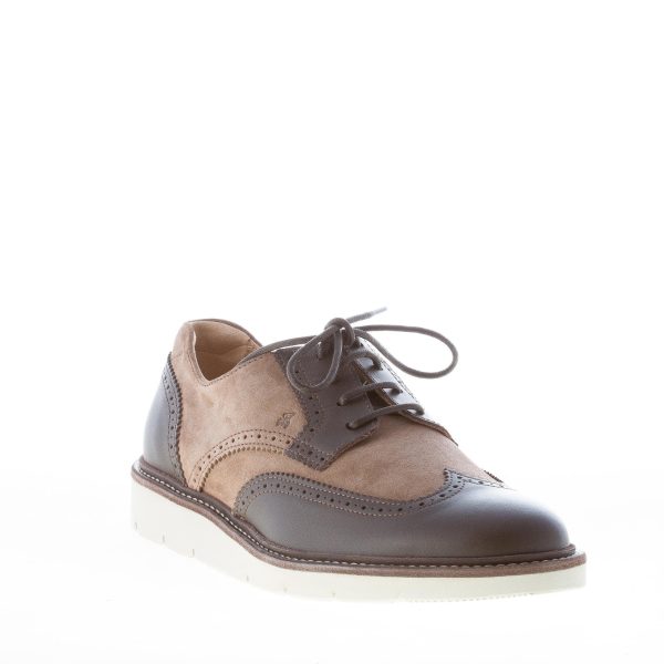 HOGAN uomo H322 scarpa derby brogues in camoscio BEIGE e pelle TESTA DI MORO - immagine 2