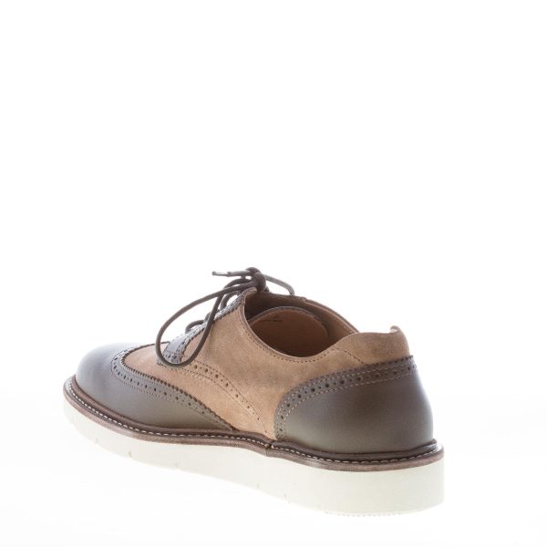 HOGAN uomo H322 scarpa derby brogues in camoscio BEIGE e pelle TESTA DI MORO - immagine 4