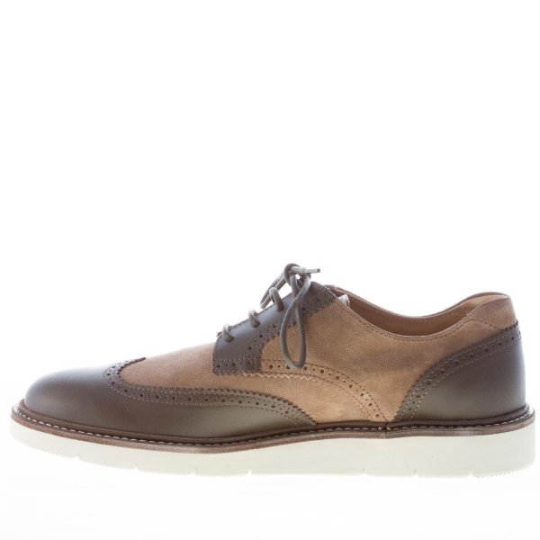 HOGAN uomo H322 scarpa derby brogues in camoscio BEIGE e pelle TESTA DI MORO - immagine 5