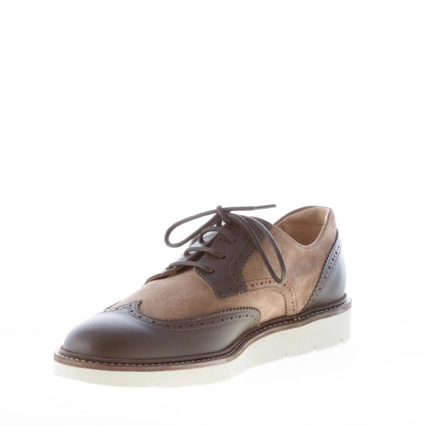 HOGAN uomo H322 scarpa derby brogues in camoscio BEIGE e pelle TESTA DI MORO - immagine 6
