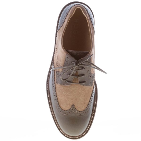 HOGAN uomo H322 scarpa derby brogues in camoscio BEIGE e pelle TESTA DI MORO - immagine 7