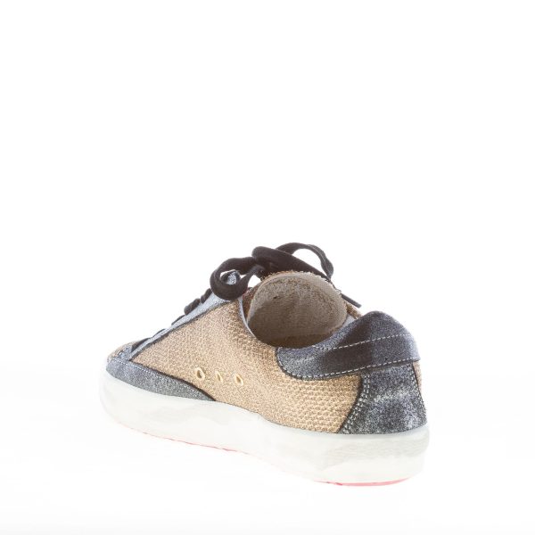 ISHIKAWA donna sneaker bassa in tessuto a rete lucente ORO più laminato argento - immagine 4