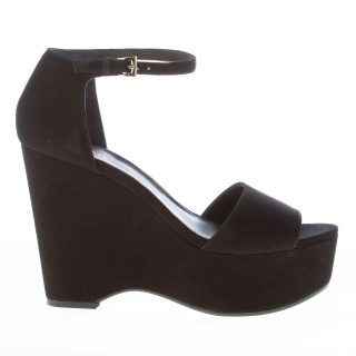 MICHAEL KORS Claire Mid Wedge sandalo zeppa in camoscio NERO. Tacco 11,5 cm