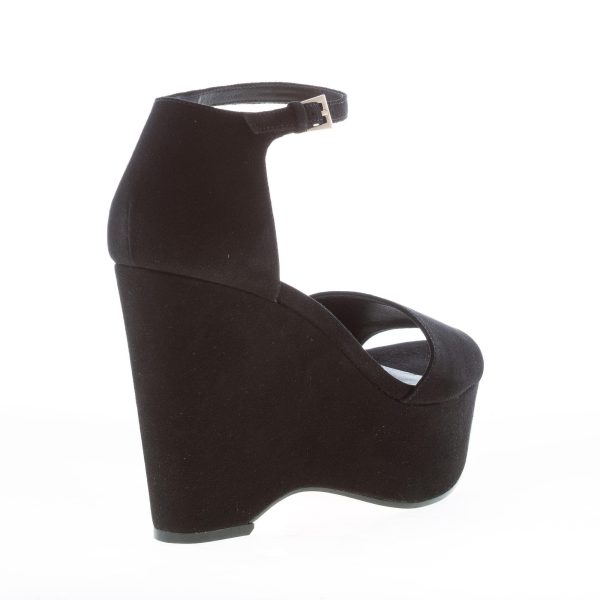 MICHAEL KORS Claire Mid Wedge sandalo zeppa in camoscio NERO. Tacco 11,5 cm - immagine 3