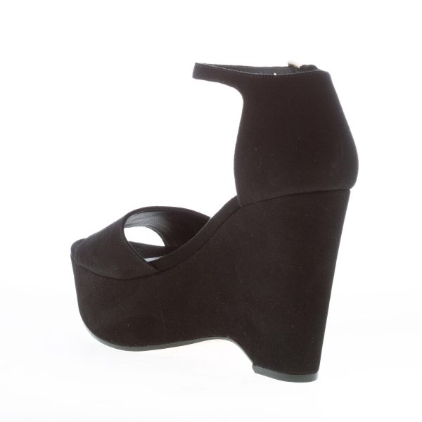 MICHAEL KORS Claire Mid Wedge sandalo zeppa in camoscio NERO. Tacco 11,5 cm - immagine 4