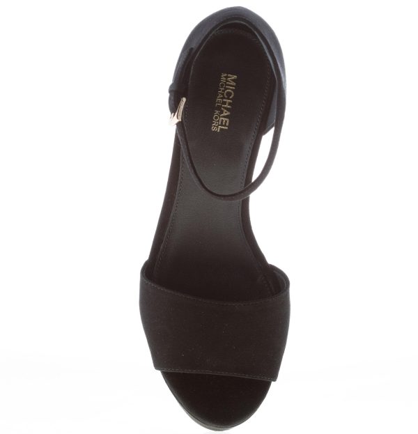 MICHAEL KORS Claire Mid Wedge sandalo zeppa in camoscio NERO. Tacco 11,5 cm - immagine 7