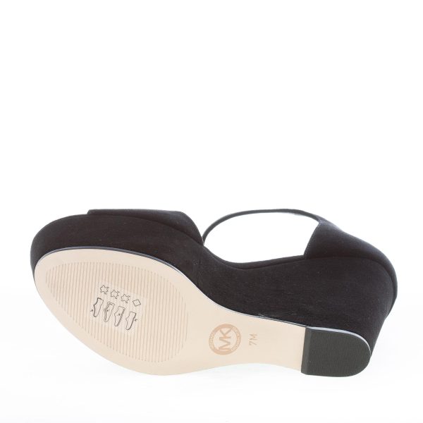 MICHAEL KORS Claire Mid Wedge sandalo zeppa in camoscio NERO. Tacco 11,5 cm - immagine 8
