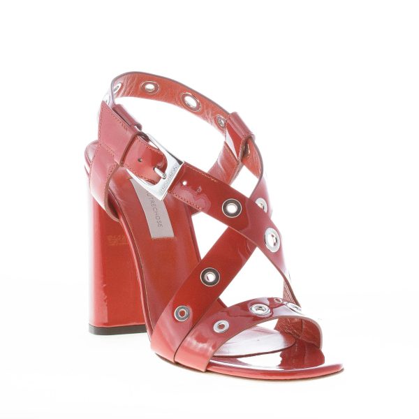 L'AUTRE CHOSE donna sandalo a listini incrociati in naplak RUGGINE con anelli. Tacco 11 cm - immagine 2