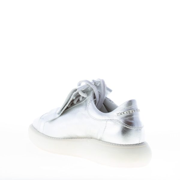 MANUEL BARCELO' donna sneaker Emerald in pelle laminata ARGENTO con frangia - immagine 4