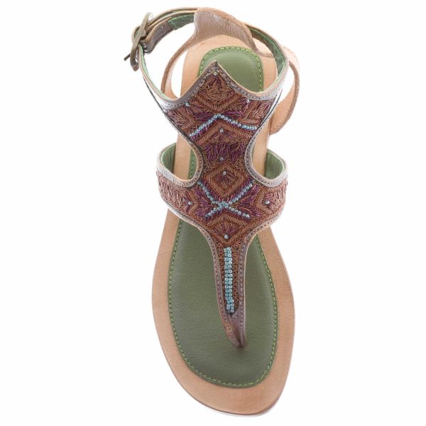 MEHER KAKALIA donna sandalo infradito basso in pelle GRIGIO e ricami rame - immagine 7