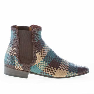 MOS donna stivaletto elasticizzato in pelle intrecciata marrone MULTICOLORE