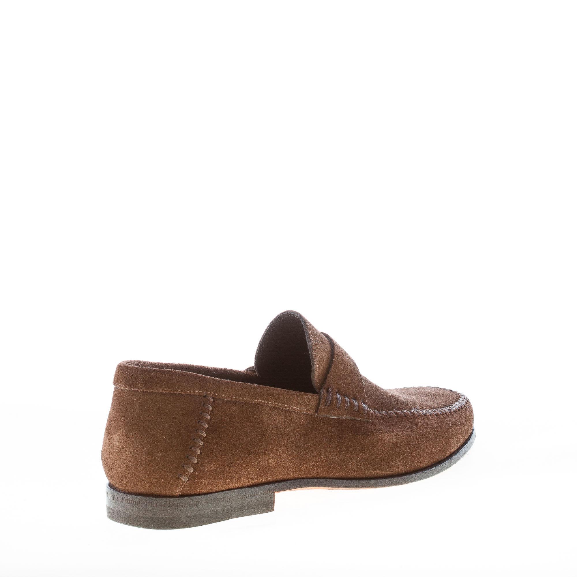 SANTONI uomo mocassino in camoscio TESTA DI MORO con fascetta Strike Calzature