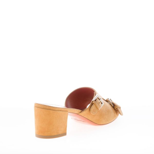 SANTONI donna sabot aperto in camoscio OCRA con doppia fibbia. Tacco 6 cm - immagine 3