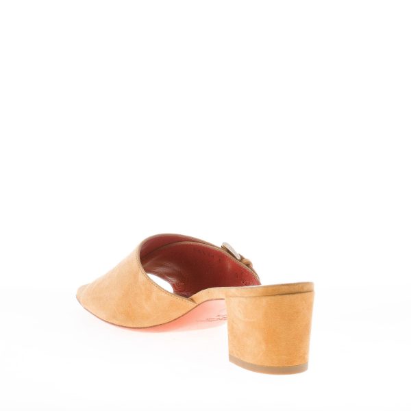 SANTONI donna sabot aperto in camoscio OCRA con doppia fibbia. Tacco 6 cm - immagine 4