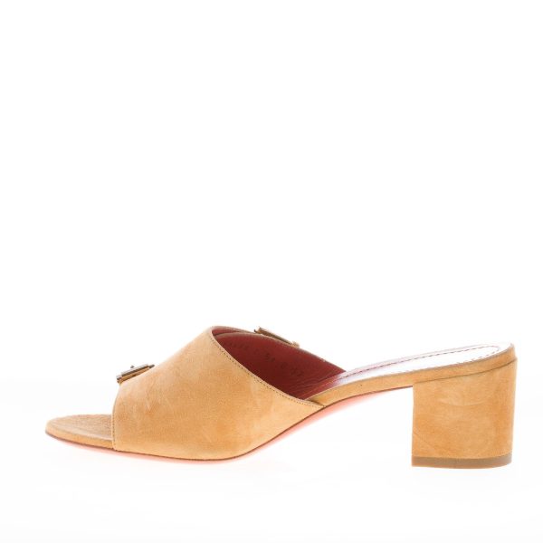 SANTONI donna sabot aperto in camoscio OCRA con doppia fibbia. Tacco 6 cm - immagine 5