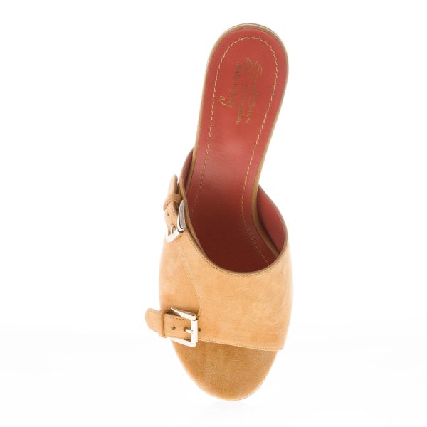 SANTONI donna sabot aperto in camoscio OCRA con doppia fibbia. Tacco 6 cm - immagine 7