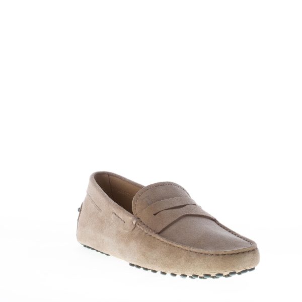 TOD'S uomo mocassino in camoscio TORBA BEIGE con mascherina. Suola gommini - immagine 2