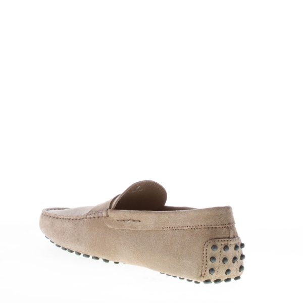 TOD'S uomo mocassino in camoscio TORBA BEIGE con mascherina. Suola gommini - immagine 4