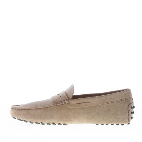 TOD'S uomo mocassino in camoscio TORBA BEIGE con mascherina. Suola gommini - immagine 5