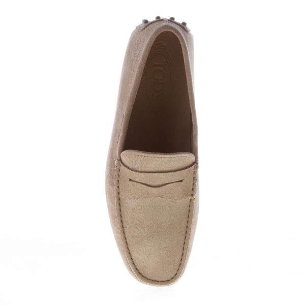 TOD'S uomo mocassino in camoscio TORBA BEIGE con mascherina. Suola gommini - immagine 7