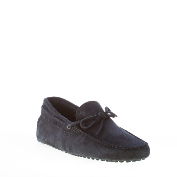 TOD'S uomo mocassino in camoscio BLU NOTTE con laccetto. Suola gommini - immagine 2