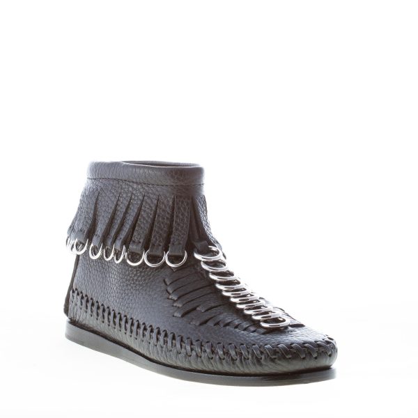 ALEXANDER WANG donna stivaletto Montana in pelle NERO con frange e anelli - immagine 2