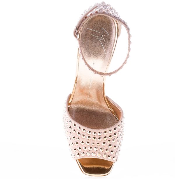 GIUSEPPE ZANOTTI DESIGN donna sandalo in camoscio ROSA con cristalli. Tacco 8 cm - immagine 7