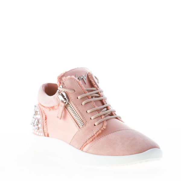 GIUSEPPE ZANOTTI DESIGN donna sneaker Singleg in camoscio e raso ROSA con zip - immagine 2