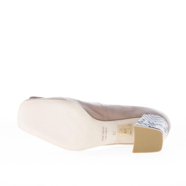IL BORGO FIRENZE decolletè in camoscio BEIGE con fibbia e tacco rettile. Tacco 5,5 cm - immagine 8