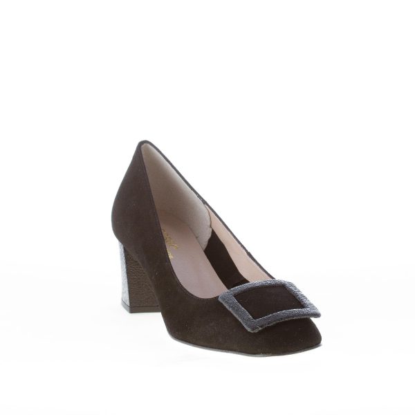 IL BORGO FIRENZE decolletè in camoscio NERO con fibbia craquelè. Tacco 5,5 cm - immagine 2