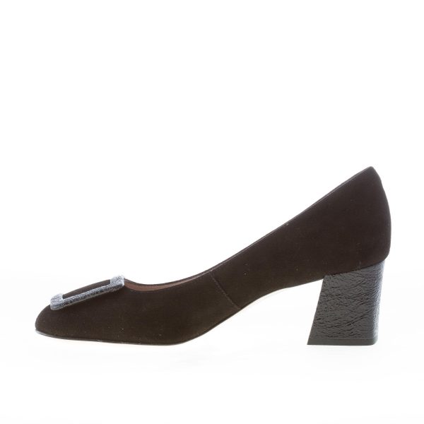 IL BORGO FIRENZE decolletè in camoscio NERO con fibbia craquelè. Tacco 5,5 cm - immagine 5