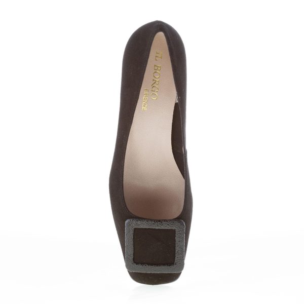 IL BORGO FIRENZE decolletè in camoscio NERO con fibbia craquelè. Tacco 5,5 cm - immagine 7