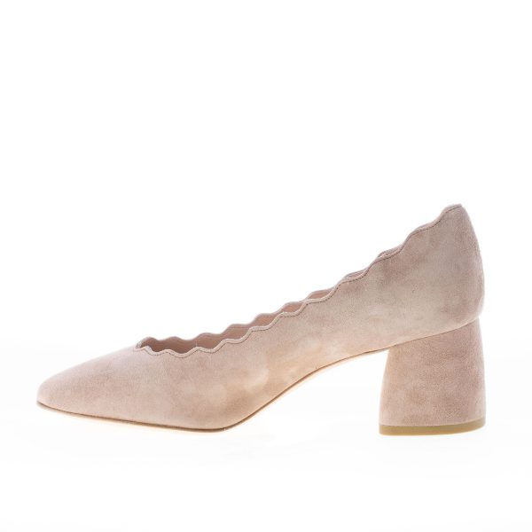 IL BORGO FIRENZE decolletè in camoscio BEIGE con profilo smerlato. Tacco 5,5 cm - immagine 5