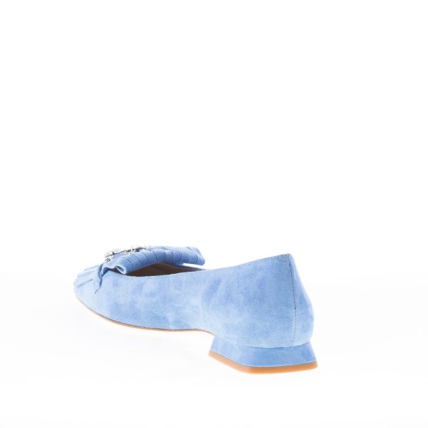 IL BORGO FIRENZE mocassino in camoscio AZZURRO con frangia e gioiello - immagine 4