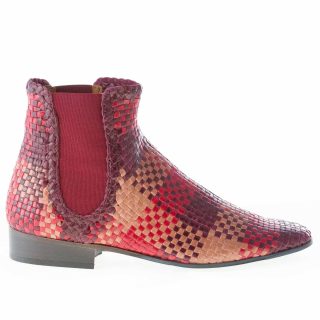MOS donna stivaletto elasticizzato in pelle intrecciata rosso MULTICOLORE