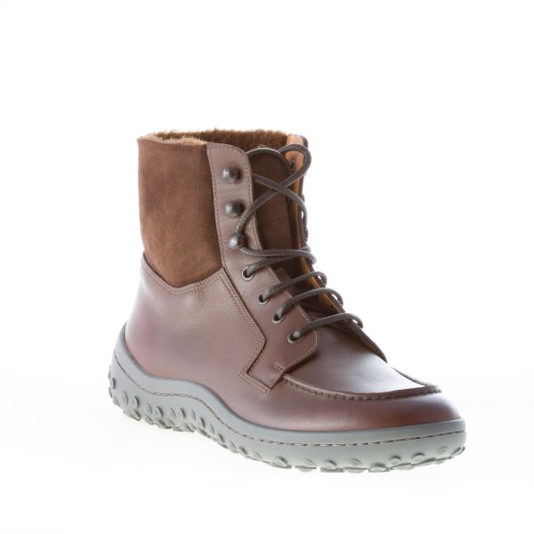 CAR SHOE uomo tronchetto allacciato in pelle MARRONE con montone - immagine 2