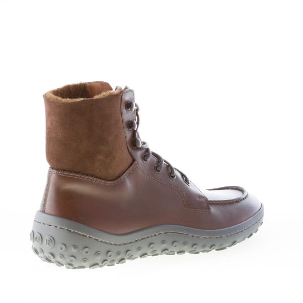 CAR SHOE uomo tronchetto allacciato in pelle MARRONE con montone - immagine 3