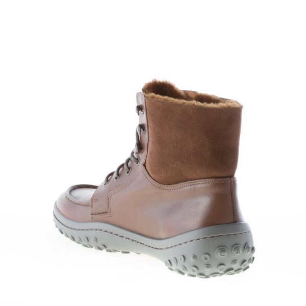 CAR SHOE uomo tronchetto allacciato in pelle MARRONE con montone - immagine 4
