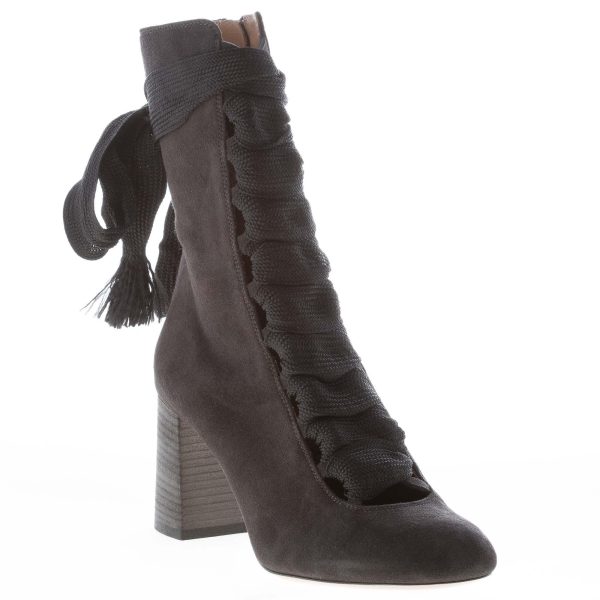 CHLOE' donna stivaletto Harper in camoscio NERO con allacciatura frontale. Tacco 7 cm - immagine 2