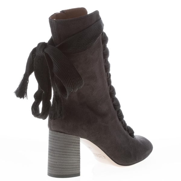 CHLOE' donna stivaletto Harper in camoscio NERO con allacciatura frontale. Tacco 7 cm - immagine 3